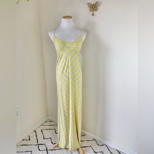 Anthropologie Saturday Sunday Yellow Gray Striped Maxi Dress XS